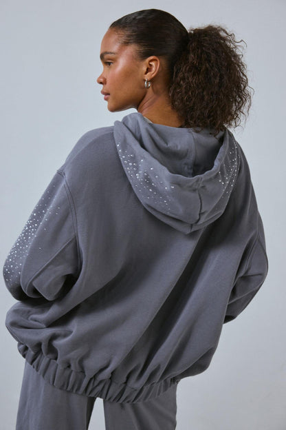 Luxoria® Embellished Zip-Up Hoodie