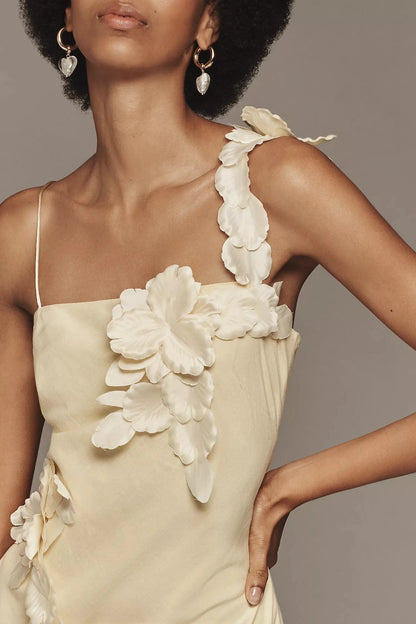 Lumière 3D Floral Linen Midi