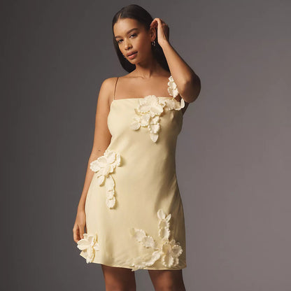 Lumière 3D Floral Linen Midi