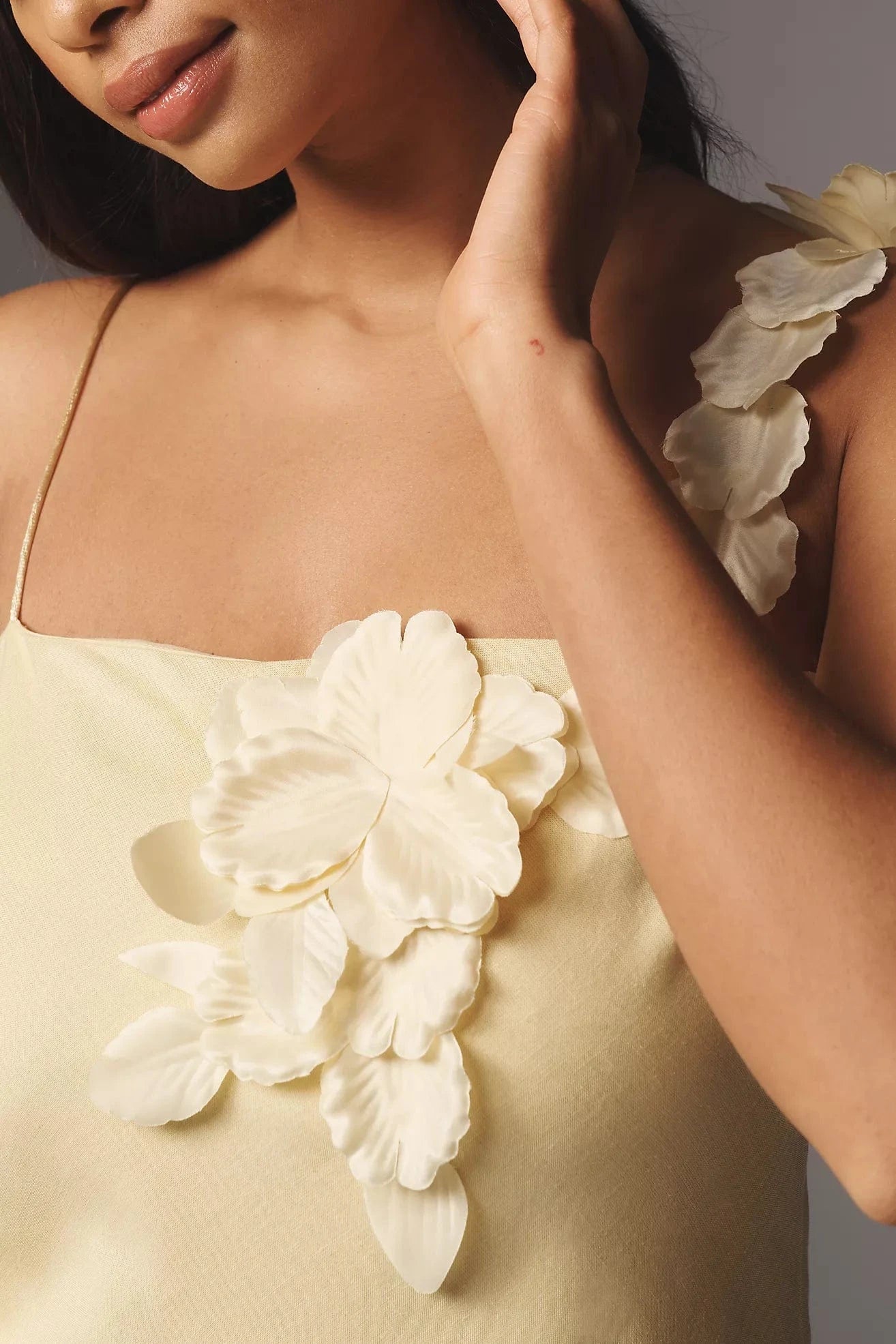 Lumière 3D Floral Linen Midi