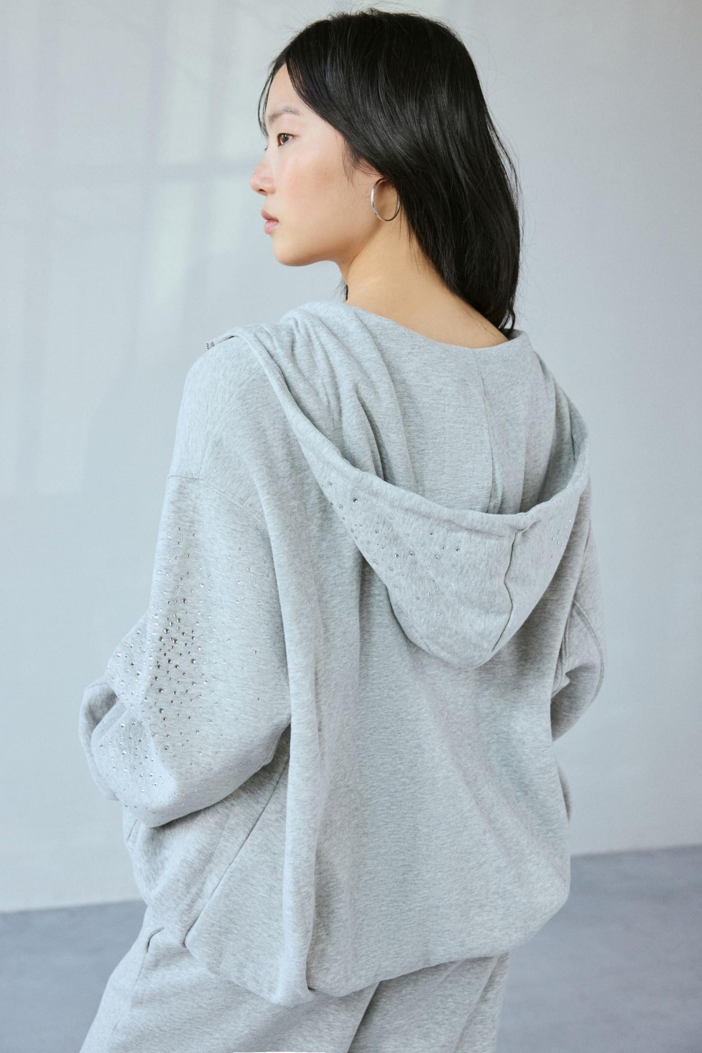 Luxoria® Embellished Zip-Up Hoodie