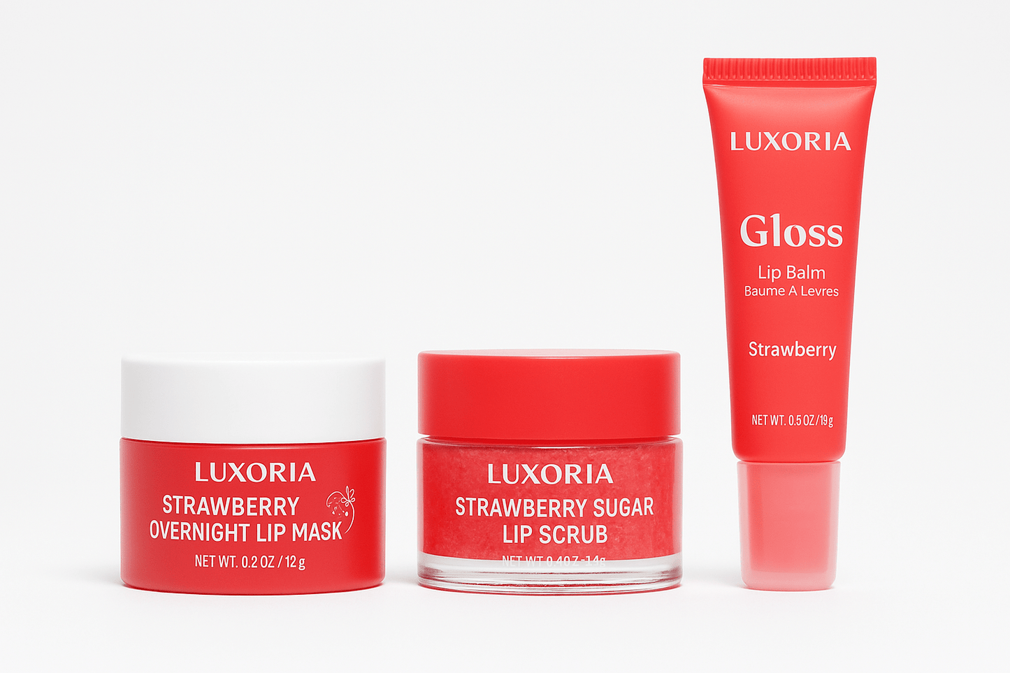 Luxoria® Lip Bundle - Overnight Lip Mask, Lip Balm & Lip Scrub