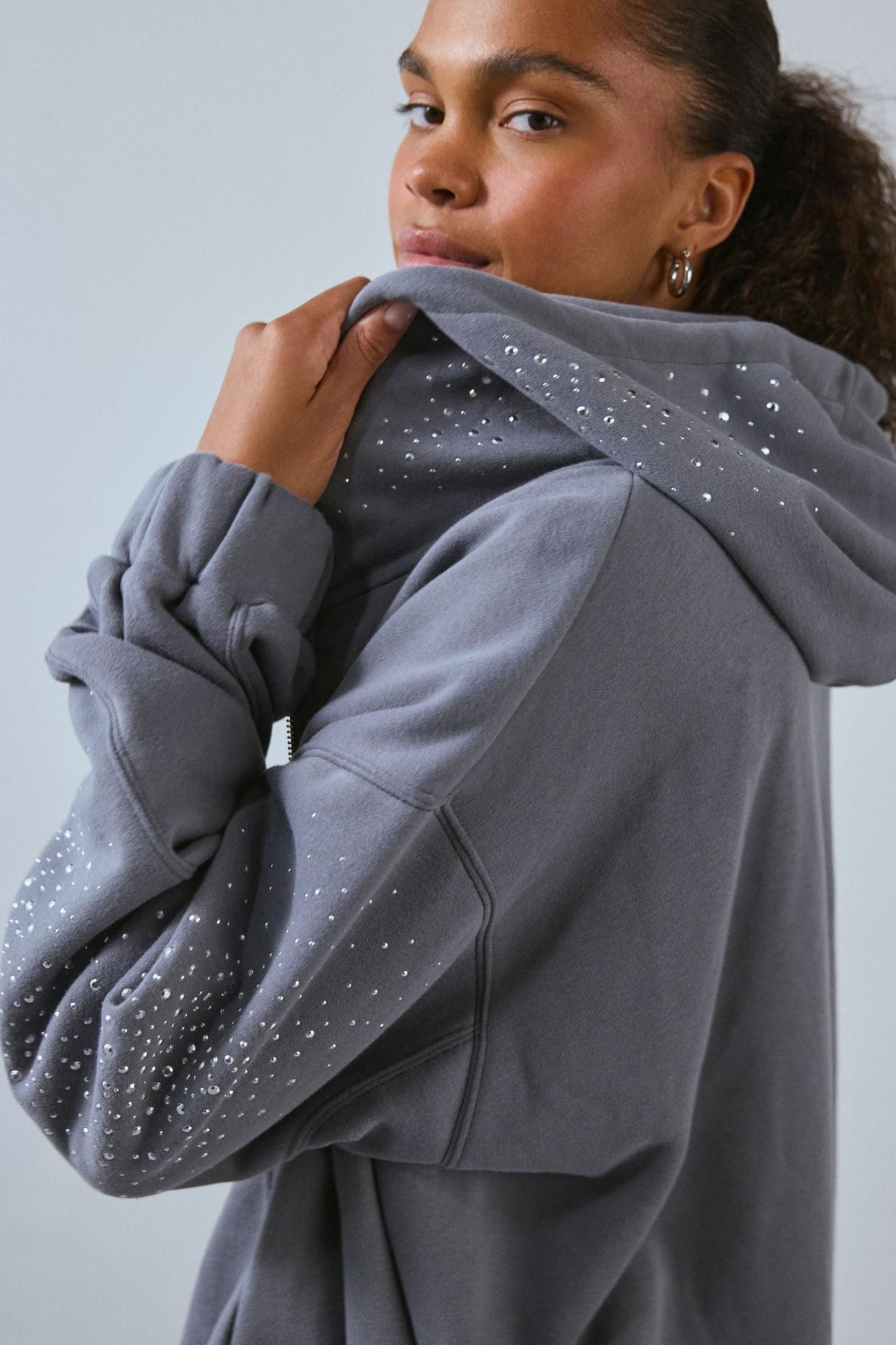 Luxoria® Embellished Zip-Up Hoodie