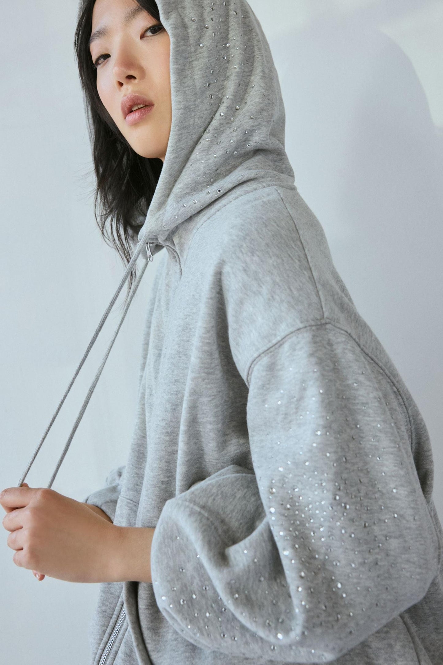 Luxoria® Embellished Zip-Up Hoodie