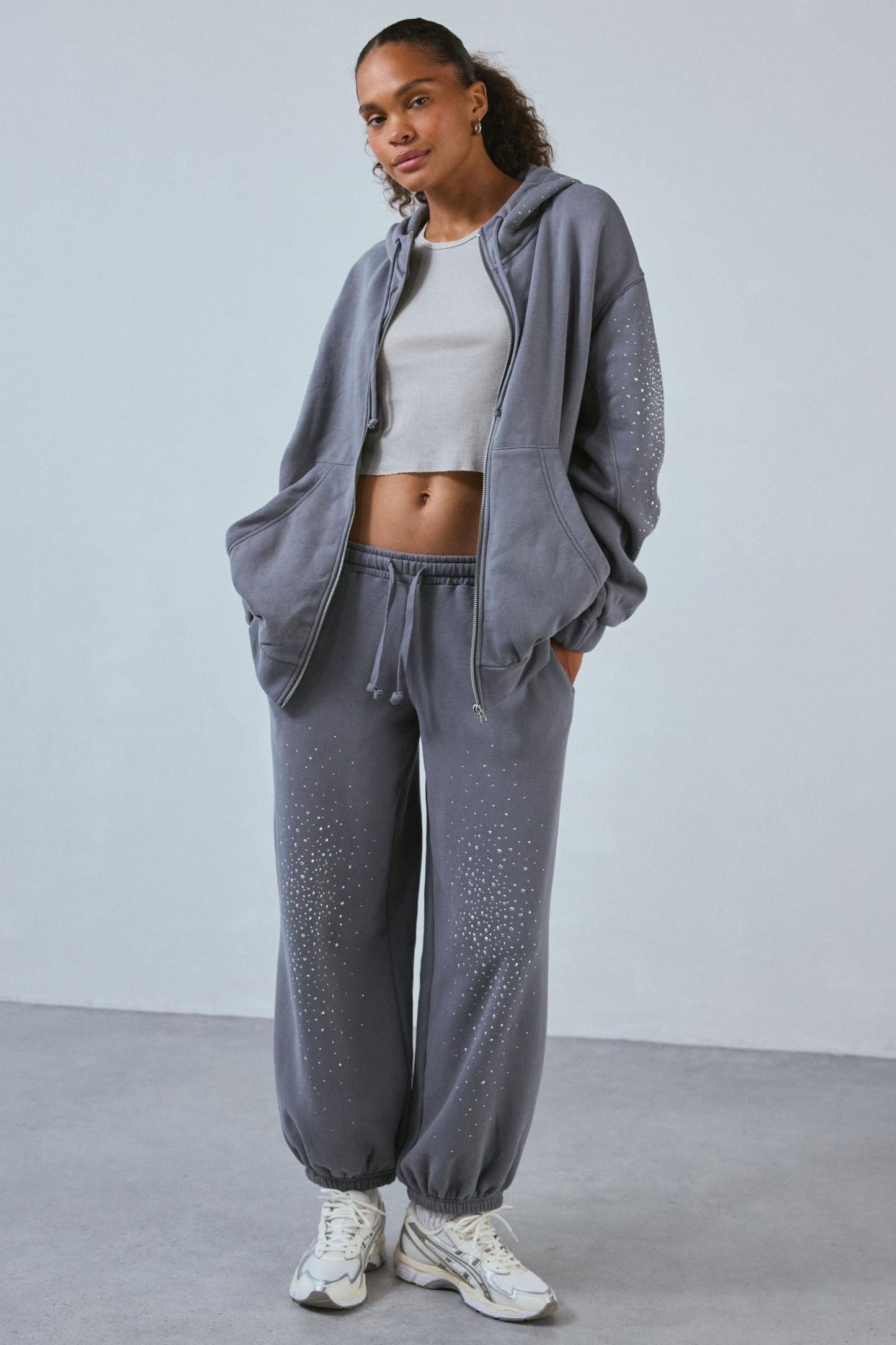 Luxoria® Embellished Zip-Up Hoodie