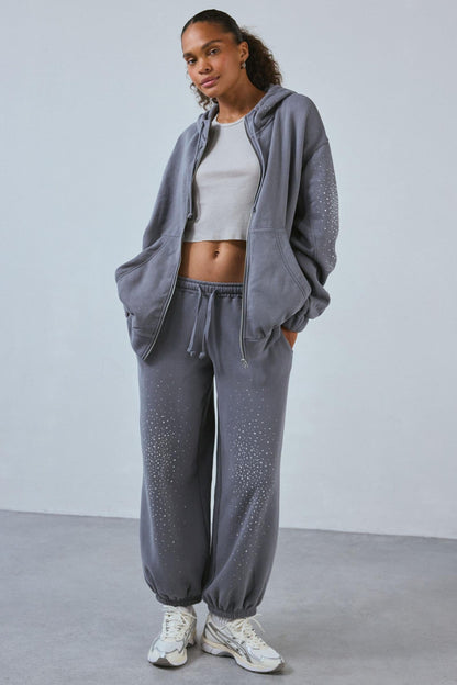 Luxoria® Embellished Zip-Up Hoodie